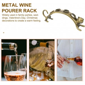 PRETYZOOM Cat Wine Stopper Holder Countertop Rack Metal Wine Pourer Organizer Small Bottle Stopper Stand for Home Bar Kitchen Display