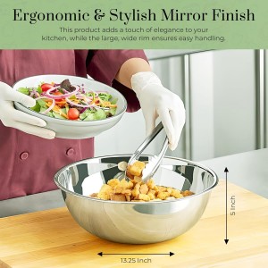 OCS Parts 8 Quart Mixing Bowls | Set of 2 | 13.25-Inch Stainless Steel Professional Grade Flat Base Mixing Bowls for Home and Commercial Kitchens