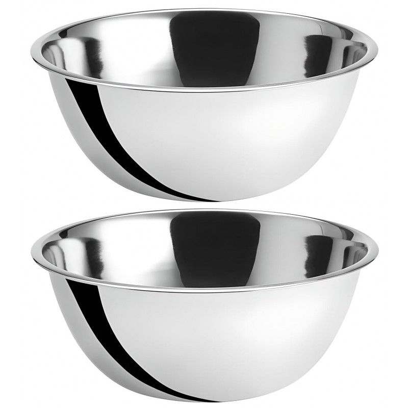 OCS Parts 8 Quart Mixing Bowls | Set of 2 | 13.25-Inch Stainless Steel Professional Grade Flat Base Mixing Bowls for Home and Commercial Kitchens