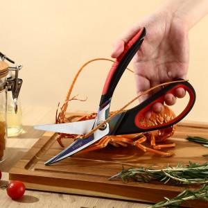 LIVINGO Heavy Duty Kitchen Scissors - Titanium Coated Sharp Poultry Shears Multipurpose for Cutting Chicken Bones, Meat, Vegetable Food, 9.5 Inches Comfortable Grip with Safe Lock