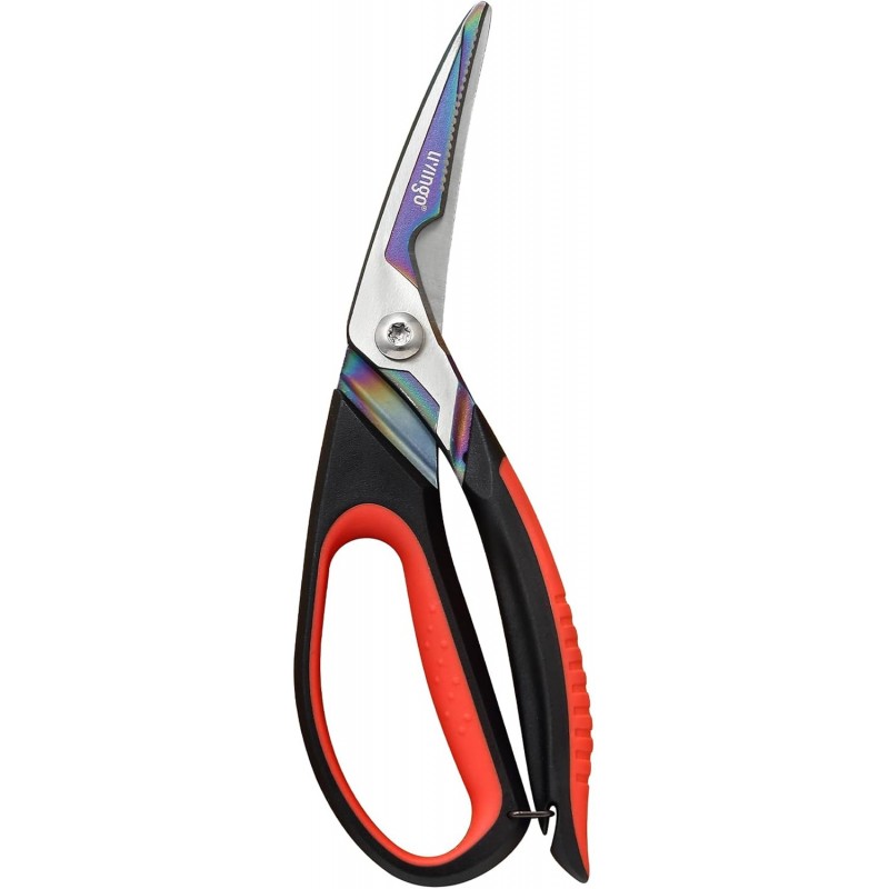 LIVINGO Heavy Duty Kitchen Scissors - Titanium Coated Sharp Poultry Shears Multipurpose for Cutting Chicken Bones, Meat, Vegetable Food, 9.5 Inches Comfortable Grip with Safe Lock