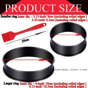 16Packs English Muffin Rings Crumpet Rings NONSTICK -Stainless Steel Double Rolled Tart Rings 3.15 Inch & 4 Inch Round Metal Baking Cooking Pastry Ring Molds for cookies, pancakes, crumpets