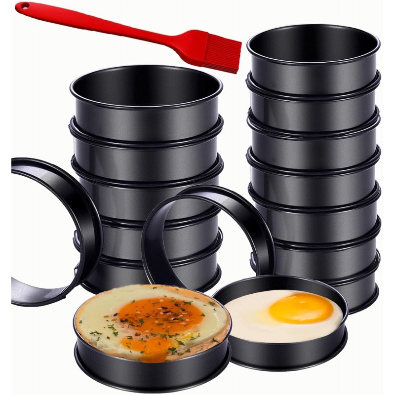 16Packs English Muffin Rings Crumpet Rings NONSTICK -Stainless Steel Double Rolled Tart Rings 3.15 Inch & 4 Inch Round Metal Baking Cooking Pastry Ring Molds for cookies, pancakes, crumpets