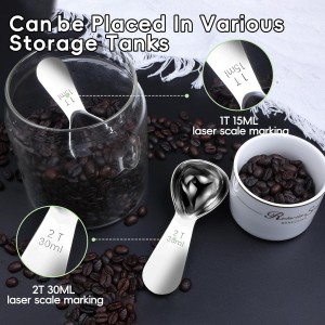 Coffee Scoop 2 tablespoon Measuring Spoons(30ml 2pcs), Ergonomics Design Coffee Scooper 2 tbsp Metal Stainless Steel Manufacture，coffee scoop for ground coffee Protein Powder Sugar Cereal,Etc.