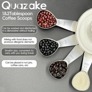 Coffee Scoop 2 tablespoon Measuring Spoons(30ml 2pcs), Ergonomics Design Coffee Scooper 2 tbsp Metal Stainless Steel Manufacture，coffee scoop for ground coffee Protein Powder Sugar Cereal,Etc.