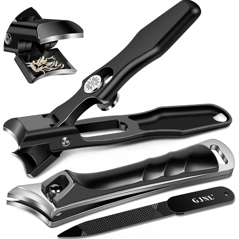 German Nail Clippers for Men, Premium Stainless Steel Wide Jaw Anti Splash Design, Ultra Sharp Heavy Duty Ingrown Toenail Clippers with Ergonomic Lever, Gifts for Him Men