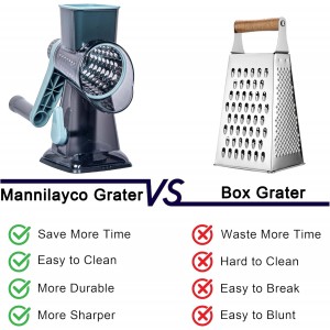 Rotary Cheese Grater Cheese Shredder, Cheese Grater Handheld with Strong Suction Base,Kitchen Vegetable Slicer 3 Replaceable Stainless Drum Blades for Fruit, Food, Nuts,Easy to Use Clean (Blue)