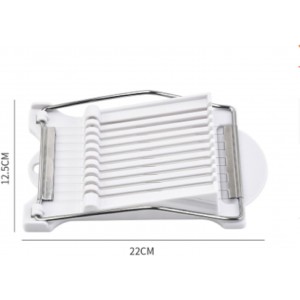 White Luncheon Meat Slicer Fruit Soft Boiled Egg Cheese Butter Slicers Cutter, Stainless Steel Wires, Cuts 10 Slices