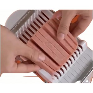 White Luncheon Meat Slicer Fruit Soft Boiled Egg Cheese Butter Slicers Cutter, Stainless Steel Wires, Cuts 10 Slices