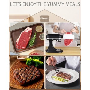 HOMGEN Meat Tenderizer for KitchenAid-Stainless Steel Meat Tenderizer Attachment with Durable Gears- Universal Fit All KitchenAid Models-Professional Meat Pounder for Beef/Pork/Includes Sturdy Cover