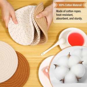 Trivet Mats Set for Hot Dishes, 5 Heat Resistant Pot Holders for Kitchen, Home Essentials, Anti Stain Hot Pads for Hot pots and Pans, Fall Decorations for Home, 7 Inches(Brown)