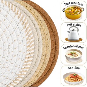 Trivet Mats Set for Hot Dishes, 5 Heat Resistant Pot Holders for Kitchen, Home Essentials, Anti Stain Hot Pads for Hot pots and Pans, Fall Decorations for Home, 7 Inches(Brown)