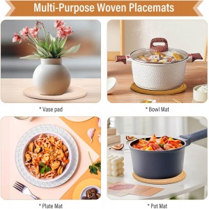 Trivet Mats Set for Hot Dishes, 5 Heat Resistant Pot Holders for Kitchen, Home Essentials, Anti Stain Hot Pads for Hot pots and Pans, Fall Decorations for Home, 7 Inches(Brown)