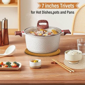 Trivet Mats Set for Hot Dishes, 5 Heat Resistant Pot Holders for Kitchen, Home Essentials, Anti Stain Hot Pads for Hot pots and Pans, Fall Decorations for Home, 7 Inches(Brown)