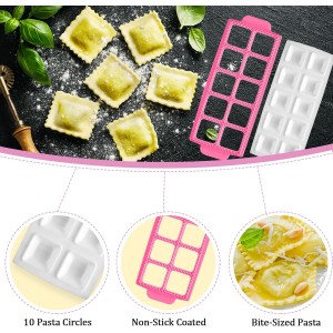 Italian Pasta Making Mold Ravioli Tray Ravioli Mold and Cutter Square Pink