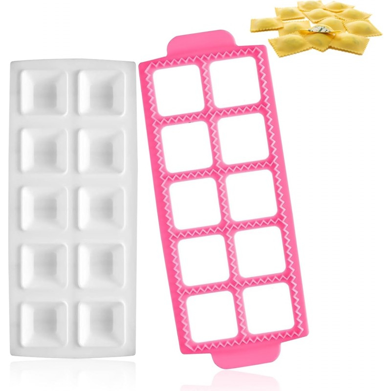 Italian Pasta Making Mold Ravioli Tray Ravioli Mold and Cutter Square Pink
