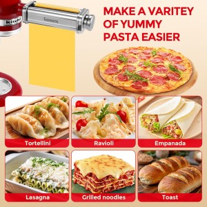 Pasta Roller for Kitchenaid Stand Mixer, Pasta Maker for Kitchenaid Mixer Attachments, Stainless Steel Pasta Attachment for Kitchenaid Stand Mixer, 8 Gears Adjustable by Gomen