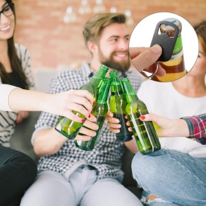 Ouligay 2Pcs Bottle Opener Keychain Beer Small Bottle Opener Stainless Steel Flat Key Chain Bottles Openers for Bartender Metal Portable Bar Keys for Bartender Bar Restaurant Black