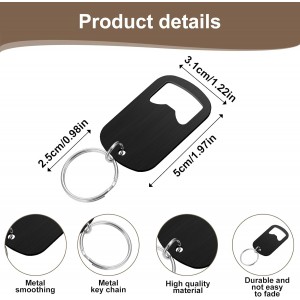 Ouligay 2Pcs Bottle Opener Keychain Beer Small Bottle Opener Stainless Steel Flat Key Chain Bottles Openers for Bartender Metal Portable Bar Keys for Bartender Bar Restaurant Black