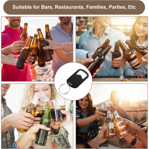 Ouligay 2Pcs Bottle Opener Keychain Beer Small Bottle Opener Stainless Steel Flat Key Chain Bottles Openers for Bartender Metal Portable Bar Keys for Bartender Bar Restaurant Black