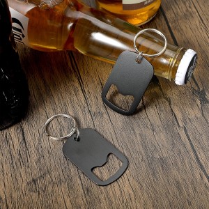Ouligay 2Pcs Bottle Opener Keychain Beer Small Bottle Opener Stainless Steel Flat Key Chain Bottles Openers for Bartender Metal Portable Bar Keys for Bartender Bar Restaurant Black
