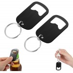 Ouligay 2Pcs Bottle Opener Keychain Beer Small Bottle Opener Stainless Steel Flat Key Chain Bottles Openers for Bartender Metal Portable Bar Keys for Bartender Bar Restaurant Black