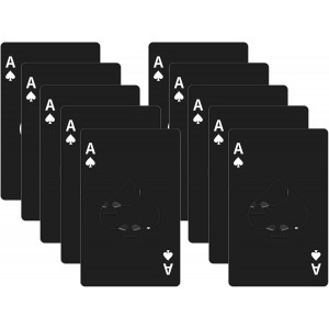 10Pcs Ace of Spades Bottle Openers, Poker Card Bottle Openers, Stainless Steel Portable Metal Credit Card Beer Bottle Can Cap Openers for Wallet Pocket Wedding Birthday Party (10, Black)