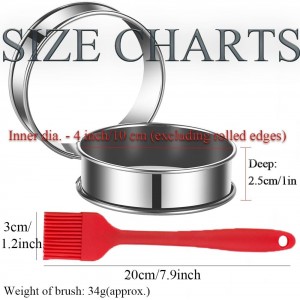 DATANYA 12Packs 4 Inch English Muffin Rings Crumpet Rings Stainless Steel Double Rolled Tart Rings, Round Metal Cooking Pastry Ring Molds for Crumpets baking