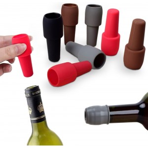 2026 Upgraded Wine Stoppers for Wine Bottles, Reusable Sparkling Wine Bottle Silicone Wine Bottle Stopper, Cover Wine Bottle Caps for Champagne Beer Home Kitchen Bars Use (4)