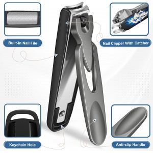 Nail Clippers for Men Thick Nails with Slanted Blade, Heavy Duty Nail Clippers with Catcher No Splash Fingernail Clipper Nail Cutter Gifts for Men Women Adults