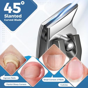 Nail Clippers for Men Thick Nails with Slanted Blade, Heavy Duty Nail Clippers with Catcher No Splash Fingernail Clipper Nail Cutter Gifts for Men Women Adults