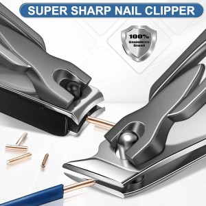 Nail Clippers for Men Thick Nails with Slanted Blade, Heavy Duty Nail Clippers with Catcher No Splash Fingernail Clipper Nail Cutter Gifts for Men Women Adults