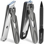 Nail Clippers for Men Thick Nails with Slanted Blade, Heavy Duty Nail Clippers with Catcher No Splash Fingernail Clipper Nail Cutter Gifts for Men Women Adults