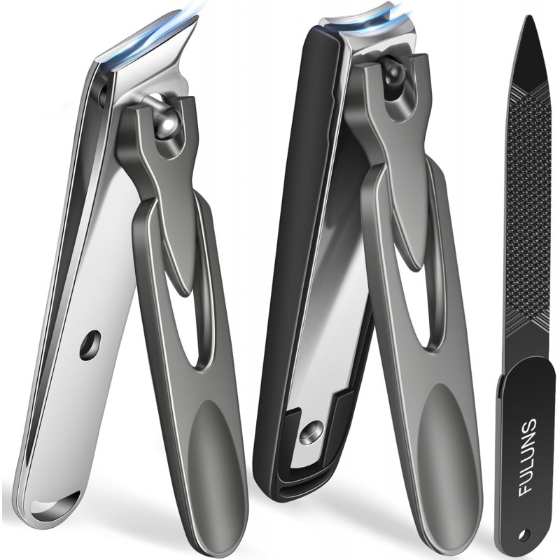 Nail Clippers for Men Thick Nails with Slanted Blade, Heavy Duty Nail Clippers with Catcher No Splash Fingernail Clipper Nail Cutter Gifts for Men Women Adults