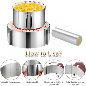 Cake Ring Extra High 15cm Acetate Cake Collar Set - Adjustable 6 to12Inch Stainless Steel Round Cake Mousse Molds Baking Ring with 6.3inchx394inch Clear Acetate Sheets Cake Roll for Pastry, Cake Decor