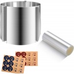 Cake Ring Extra High 15cm Acetate Cake Collar Set - Adjustable 6 to12Inch Stainless Steel Round Cake Mousse Molds Baking Ring with 6.3inchx394inch Clear Acetate Sheets Cake Roll for Pastry, Cake Decor