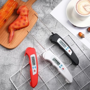 Xuhal 12 Pcs Digital Meat Thermometer with Probe Waterproof Instant Read Foldable Food Thermometer with Magnet for Kitchen Grilling Cooking Turkey Baking BBQ(Black, Red, White)