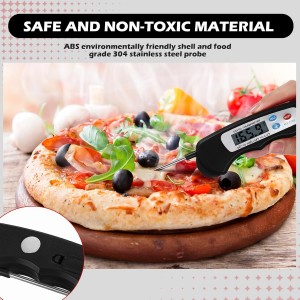 Xuhal 12 Pcs Digital Meat Thermometer with Probe Waterproof Instant Read Foldable Food Thermometer with Magnet for Kitchen Grilling Cooking Turkey Baking BBQ(Black, Red, White)