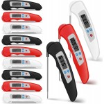 Xuhal 12 Pcs Digital Meat Thermometer with Probe Waterproof Instant Read Foldable Food Thermometer with Magnet for Kitchen Grilling Cooking Turkey Baking BBQ(Black, Red, White)