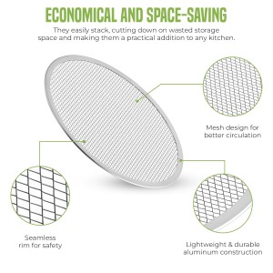 OCS Parts 14-Inch Aluminum Pizza Screen | Commercial Grade Pizza Tray Screen for Home Cooking, Pizzerias and Restaurants