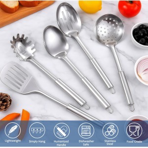 Cooking Utensils Set 11pcs - Stainless Steel Kitchen Utensils Set with Holder, Heat Resistant Kitchen Utensils Sets for Cooking with Turners, Potato Masher, Skimmer, Spoons, Ladle, Tongs, Whisk