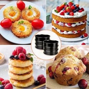 6pcs English Muffin Rings, 4 Inch Double Rolled Stainless Steel Crumpet & Tart Rings, Non-Stick for Muffin, Crumpet, Fry Eggs