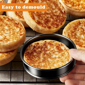 6pcs English Muffin Rings, 4 Inch Double Rolled Stainless Steel Crumpet & Tart Rings, Non-Stick for Muffin, Crumpet, Fry Eggs