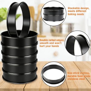 6pcs English Muffin Rings, 4 Inch Double Rolled Stainless Steel Crumpet & Tart Rings, Non-Stick for Muffin, Crumpet, Fry Eggs