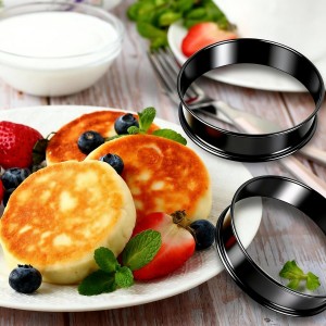 6pcs English Muffin Rings, 4 Inch Double Rolled Stainless Steel Crumpet & Tart Rings, Non-Stick for Muffin, Crumpet, Fry Eggs