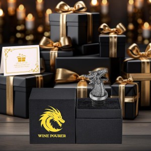 Dragon Head 2-In-1 Wine Bottle Pourer and Stopper, Gifts for Men Women Dragon Fans, Liquor Bottle Pourers Spout for Alcohol Spirits, Wine Accessories, Dark Silver