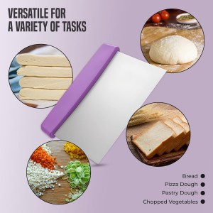OCS Parts 6-Inch Stainless Steel Dough Cutter and Bench Scraper | Purple Handle | Cutter for Pizza Dough, Bread, and Pastry Dough | Multipurpose Kitchen Utensil