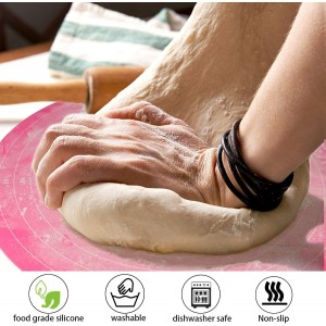 Silicone Cake Mat, 12 Inch Round Silicone Mat, Cake Mat with Measurements, Cake Turntable Mat, Reusable Cookie Mat for Rolling Dough, Non-Stick Heat Resistant, Pastry Baking Pad Pink
