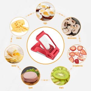 Egg Slicer for Hard Boiled Eggs, Stainless Steel Wire, Multipurpose Heavy Duty Aluminium Egg Cutter for Egg, Salads, Sandwiches, Strawberries, Mushrooms, Soft Cheese, Red