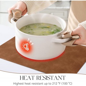 MOSAYT Vinyl Placemats Set of 6-12 X 17 Inch - Faux Leather 100% Waterproof Oil-Proof Wipeable PU Place Mats, Heat Resistant Reversible Table Mats for Kitchen, Dining, Outdoor (Reddish Brown)